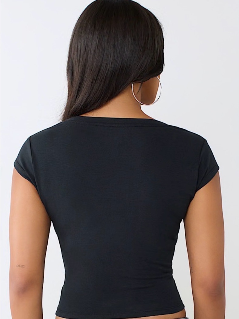 True Religion Black Crop Tee with Gold Logo - Picture 4 of 6